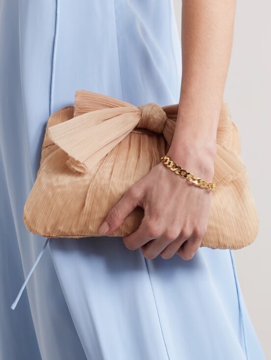 Loeffler Randall Handbags - LOEFFLER RANDALL Rayne bow-embellished plissé-organza clutch NWT $250 (No Strap)